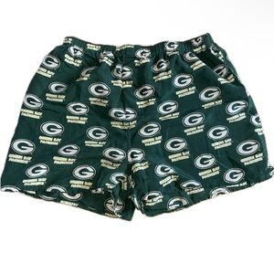 Vintage L SideLine Apparel Green Bay Packers Logo 100% Silk Lounge Shorts